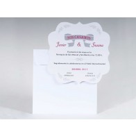 Invitación de Boda vintage forma etiqueta