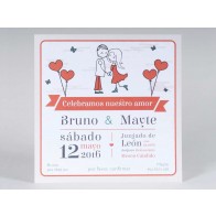 Invitación Boda romántica globos corazón