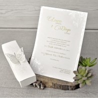 Invitación de Boda romántica caja mariposa