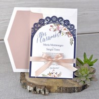 Invitación de Boda vintage lacito y decoración