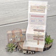 Invitación de Boda vintage maleta viaje